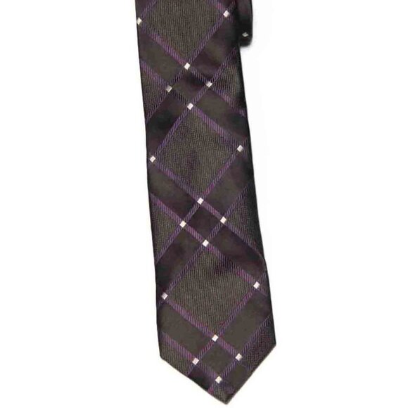 Robert Talbott Silk Tie Brown Purple White Geometric Men's Long 61.25" - Picture 1 of 1